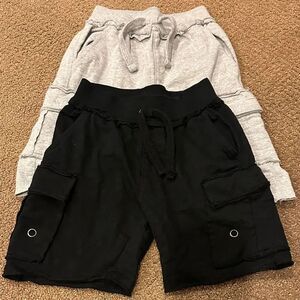 Mish Boys Two Pairs of Raw Hem Cargo Shorts Black and Gray Raw Hem Size 5